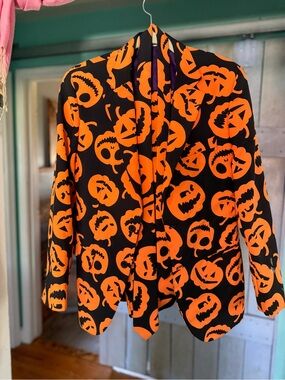 🎃OppoSuits Black and Orange Halloween Pumpkin Suit with Tie